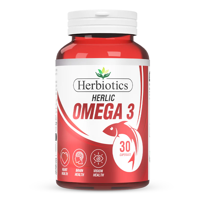 Herbiotics Herlic Omega 3 Fish Oil 500mg | Heart, Brain & Joint Support | 30 Capsules