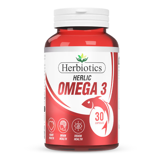 Herbiotics Herlic Omega 3 Fish Oil 500mg | Heart, Brain & Joint Support | 30 Capsules