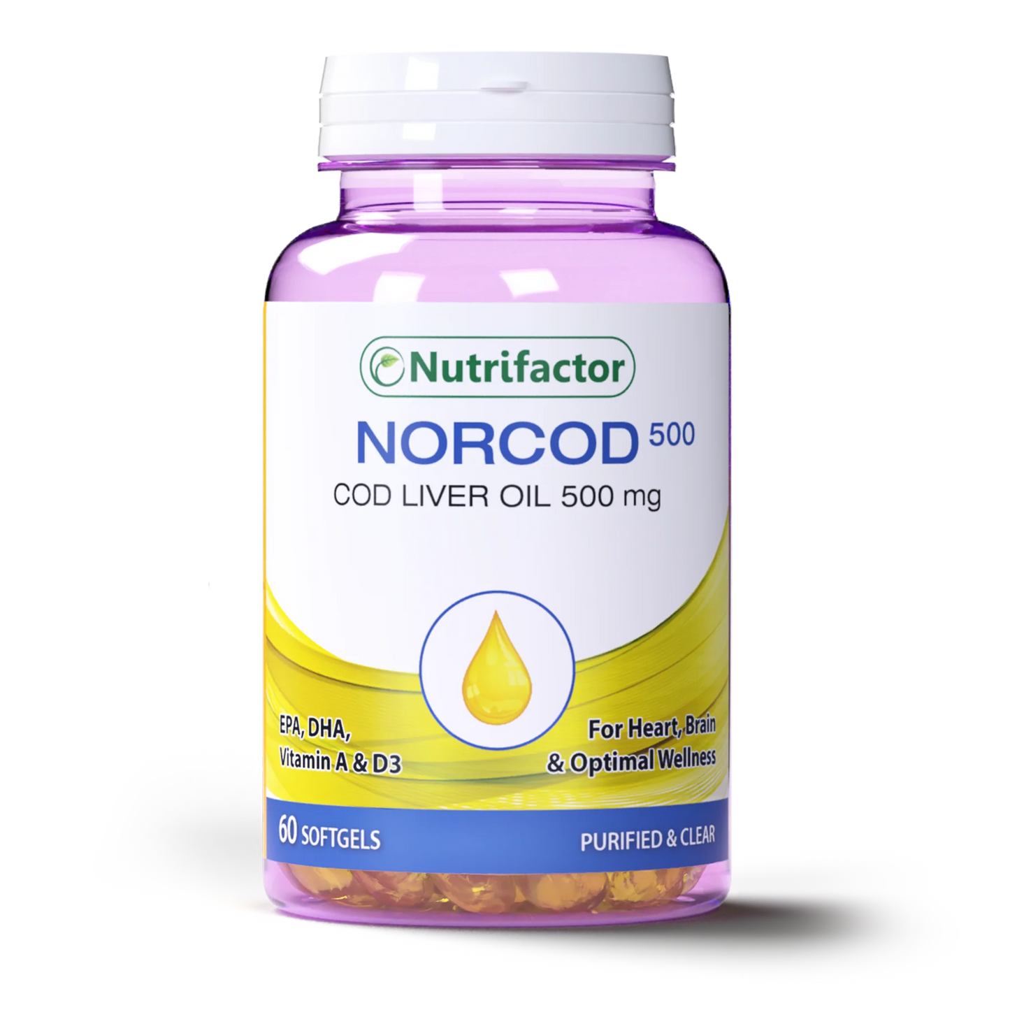 Nutrifactor Norcod 500 | Cod Liver Oil 500mg with Vitamins A & D